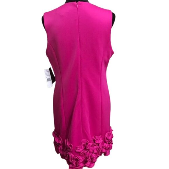 NWT Women's Donna Ricco Ruffle-Hem Sheath Mini Dress Fuchsia Size 14 - Picture 6 of 15